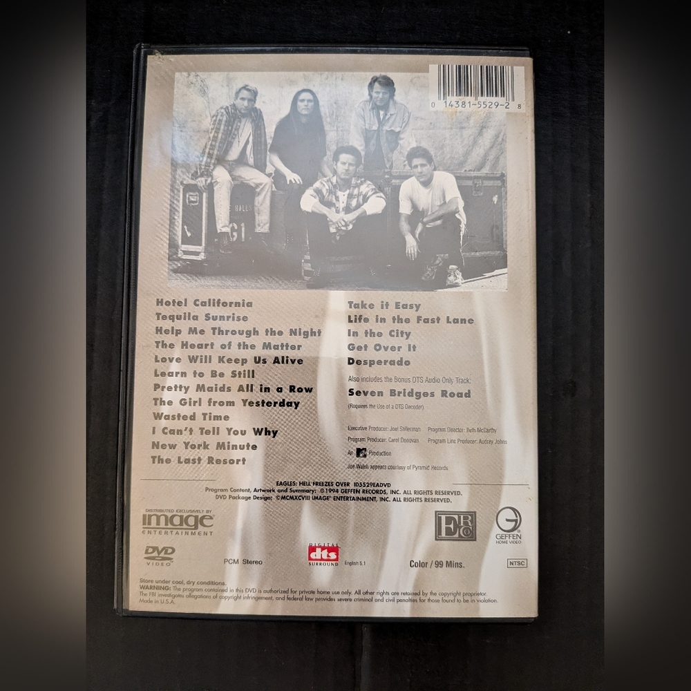 The Eagles: Hell Freezes Over (DVD) 1994 Vintage "Hotel California" "Desperado" - Picture 2 of 5